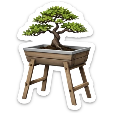 standing slanted bonsai pot Plant rack made from the wood of old oak pallets  sticker