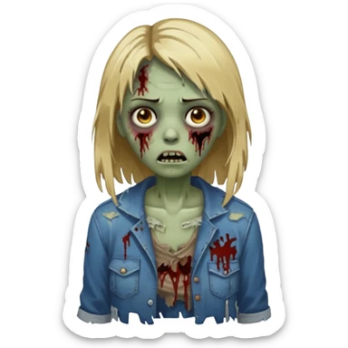 Create a zombie girl with dark hair and medium blonde highlights.  sticker