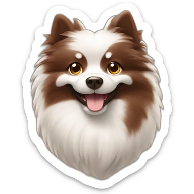 Spitz dog happy face chocolate brown hairy without white color sticker