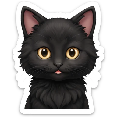 A photo-realistic digital illustration of a cute black kitten sticker