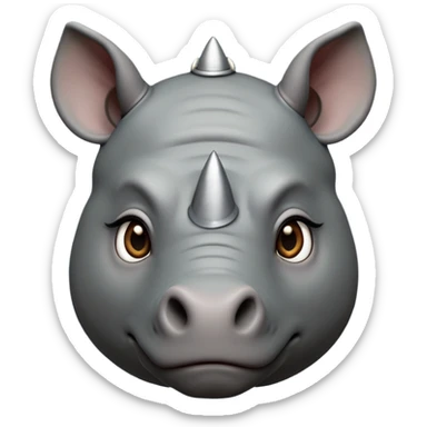 cinematic-noble-rhinoceros-portrait-emoji,-poised-and-regal,-with-a-massive,-powerful-build-and-a-thick,-deep-set-soulful-piercing-eyes,-simplified-yet-sharp-and-sophisticated-features,-highly-detailed, large eyes, slate grey hide sticker