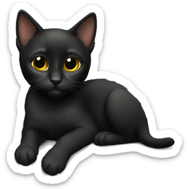 Black kitten laying on a couch  sticker