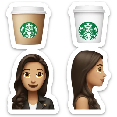 Brunette and starbucks sticker