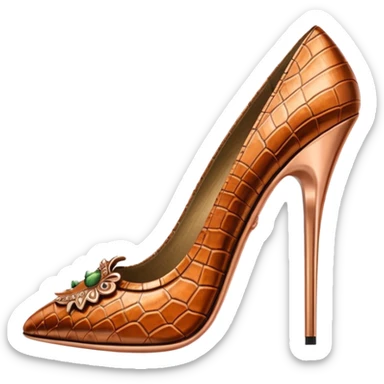 Copper metallic, detailed crocodile stilettos, rendering sticker