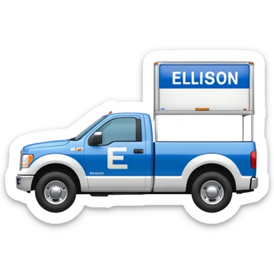 SINGLE WHITE PICKUP TRUCK SIDE VIEW ELLISDON WRITTEN ON SIDE OF TRUCK BLUE LETTERS sticker