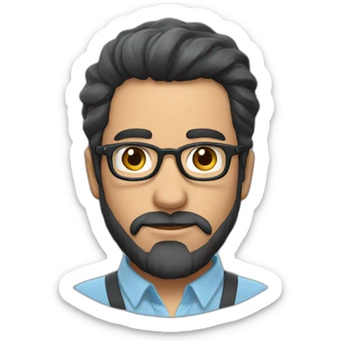 Persona con lentes y barba, edad 35 años., cabello lazio  sticker