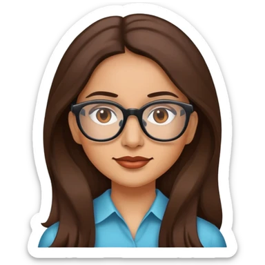 hispanic woman long brown hair glasses sticker