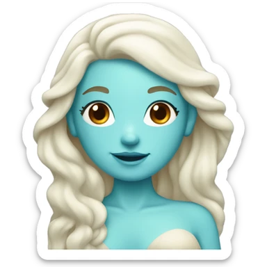 mermaid with pale skin and blue hair sticker
