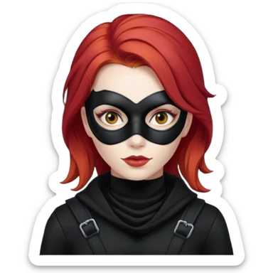 woman thief chic with robber mask and red hair sticker