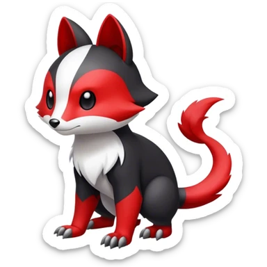 Cute cool black red animal hybrid Fakemon full body sticker