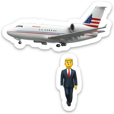 presidential exit from airplane with a red carpet sticker
