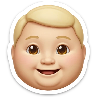 A 3D emoji in iOS emoji aesthetic style of a chubby person with round cheeks and a happy smile, soft and friendly expression, smooth glossy texture, minimal white background. sticker