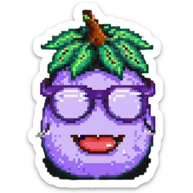 eggplant with nerdy glasses and goofy teeth sticker