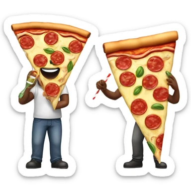 A pizza and juice saving the world  sticker