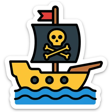 colored pirate ship icon sticker