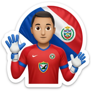Keylor NavasK camisa roja de Costa Rica  y guantes de portero qué el escudo de costa  rica sea la bandera dentro de un circulo blanco  sticker