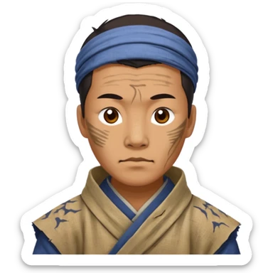 china ancient man, tattered puma skin cloth sticker