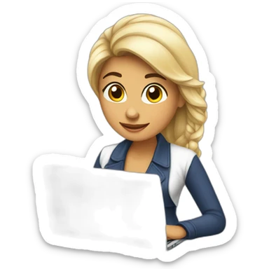 Quiero un emoji de una mujer latina emprendedora CON SU LAPTOP sticker