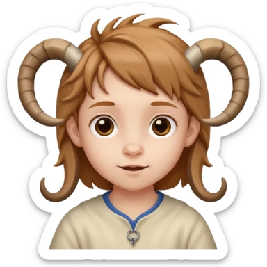 child with goat horn sticker