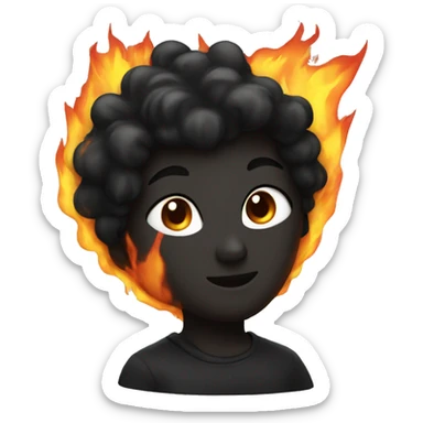 Black hear wrapped in fire sticker