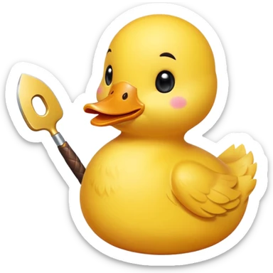 CREA UN PATO AMARILLO KAWAII SOSTENIENDO UN CUCHILLO sticker