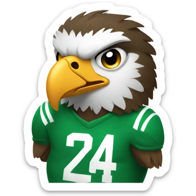 Small eagle with frown face and fat belly and green football jersey sticker