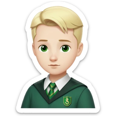 pregnant man in Slytherin uniform, pale skin, short blonde hair slicked back sticker
