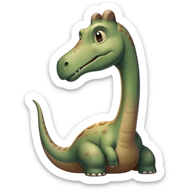 Beautiful and Majestic Brontosaurus Portrait Emoji, Head and body rendered in serene repose with a gentle, confident smile, showcasing its enormous, graceful neck and a massive, textured form with eyes softly closed in tranquil repose, Simplified yet exquisitely endearing features, highly detailed, glowing with a soft, drowsy ancient light, high shine, relaxed and utterly majestic, stylized with an air of timeless prehistoric splendor, soft glowing outline, capturing the essence of a beautiful and majestic Brontosaurus that embodies the serene power of the ancient world! sticker