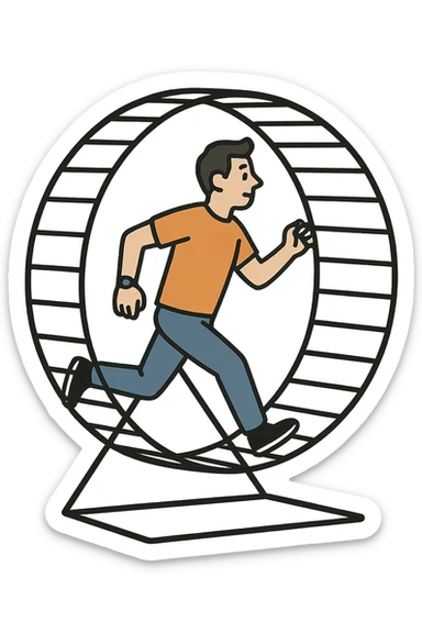 Uomo che corre dentro la ruota del criceto sticker