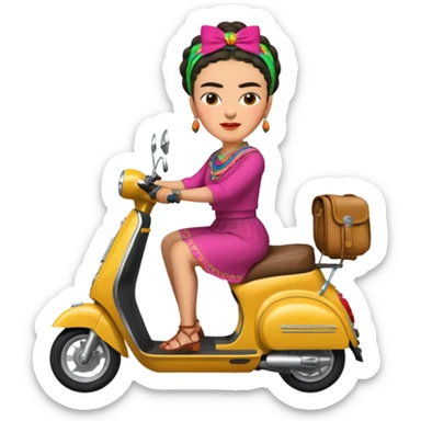 Frida Kahlo driving a scooter sticker