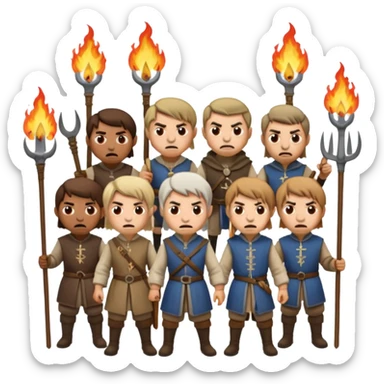 les villageois qui certains ont des fourches d'autres des torches sapé en moyen age sticker