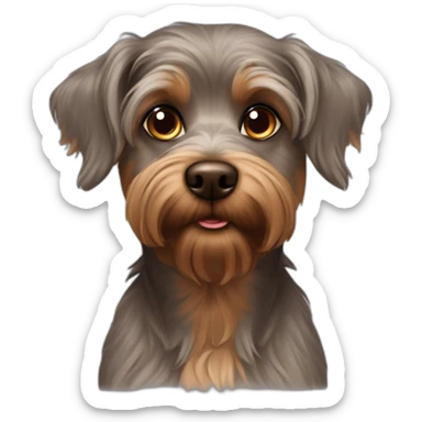 Grey brown dog yorkshire brown eyes sticker