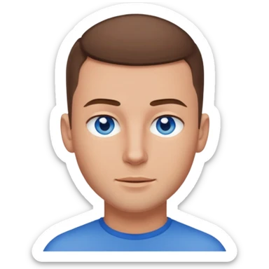 A guy with a buzzcut and blue eyes and brown hair  sticker