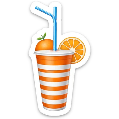 a orange fruit with white & blue striped paper straw sticker