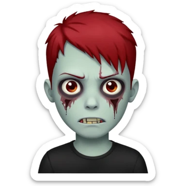 boy zombie with red and black hair  hair emo dark brown eyes and the hair With blackshirt  sticker