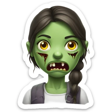 Green Zombie brunette girl with mouth open horror  sticker