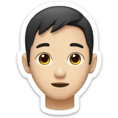Korean Boy with Dark hair covering forehead sticker