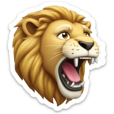 A lion with its mouth open drooling sticker