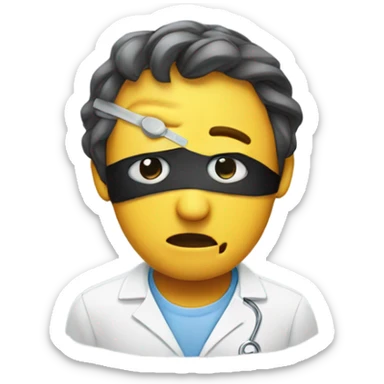 classic emoji looking sad with a medical eye patch on one eye  sticker