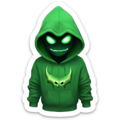 Dominus Green hoddie with demon eyes sticker