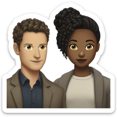 wentworth miller, Simon Baker and a black girl brown eyes and sblack hair in a bun sticker