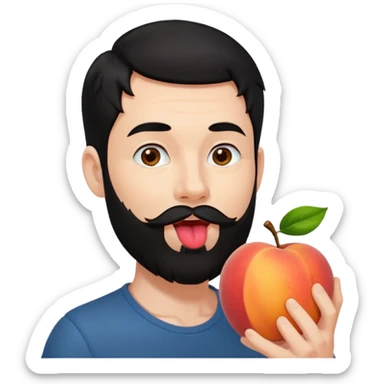 Black hair Man red beard licking peach sticker