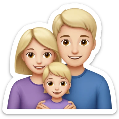 a young boy and a very young girl with their mother sticker