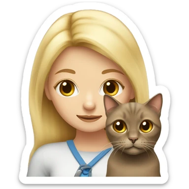 Blonde girl with brown British cat sticker