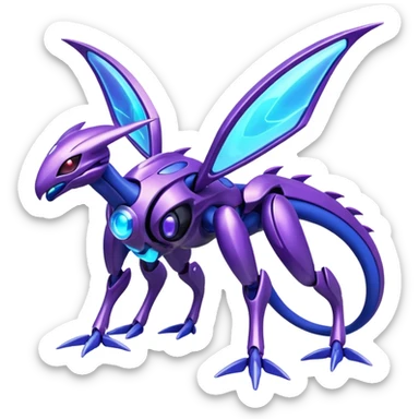 Shiny Futuristic Genesect-Miraidon-Lunala-Fakémon-hybrid-creature (full body)  sticker