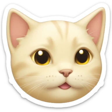 A very cute pale yellow kitten emoji with a chat bubble icon in the top right corner of its head. sticker