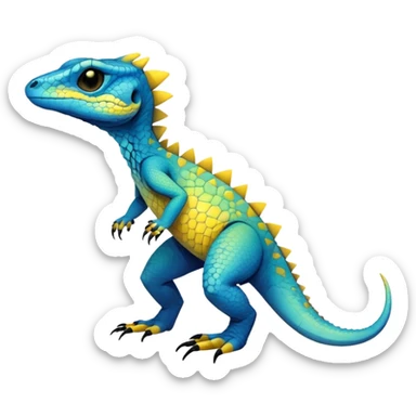  Cool Edgy blue-yellow-black-gradient ethereal badass Reptile-Vernid-Trico-animal-creature full body  sticker