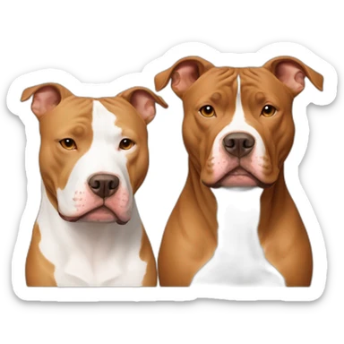 One Tan pitbull with white strip on face with one copper pitbull sticker