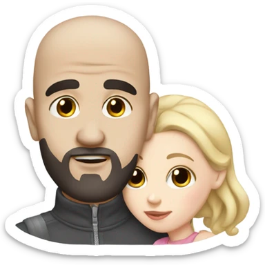 White girl dark hair kissing mixed bald man sticker