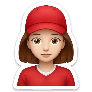 red tennis hat and red tshirt girl brown haired sticker